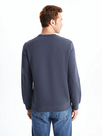 LCWAIKIKI Classic ANTRASİT Bisiklet Yaka Uzun Kollu Baskılı Erkek Kalın Sweatshirt