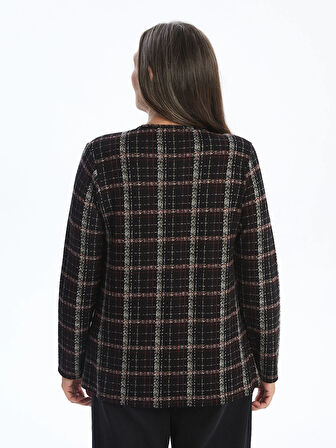 LC WAIKIKI SİYAH Bisiklet Yaka Desenli Kadın Bluz