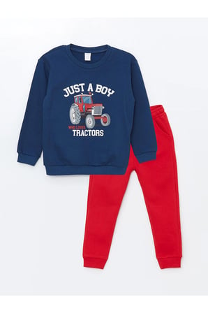 Lw - Bisiklet Yaka Uzun Kollu Erkek Bebek Sweatshirt Ve Eşofman Alt 2'li Takım