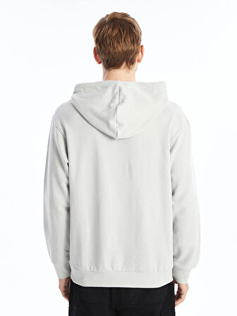 LCW Casual GRİ Uzun Kollu Baskılı Erkek Kalın Hoodie
