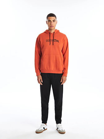 XSIDE TURUNCU Uzun Kollu Baskılı Erkek Kalın Hoodie