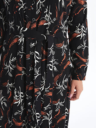 LCW Grace Siyah Desenli Kadın Gömlek Elbise