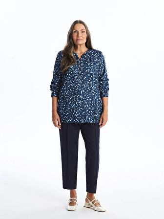 LCW Grace SİYAH Kaçık Yaka Desenli Kadın Bluz