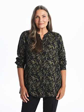 LCW Grace HAKİ Kaçık Yaka Desenli Kadın Bluz