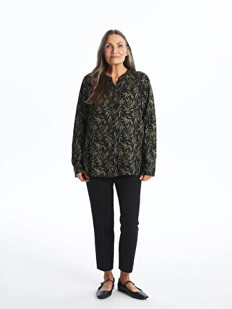 LCW Grace HAKİ Kaçık Yaka Desenli Kadın Bluz