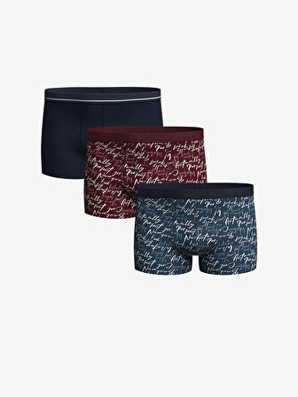 LC WAIKIKI Bordo Standart Kalıp Pamuklu Esnek Erkek Boxer 3'lü