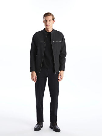 LCWAIKIKI Classic  Biker Yaka Deri Görünümlü Erkek Mont