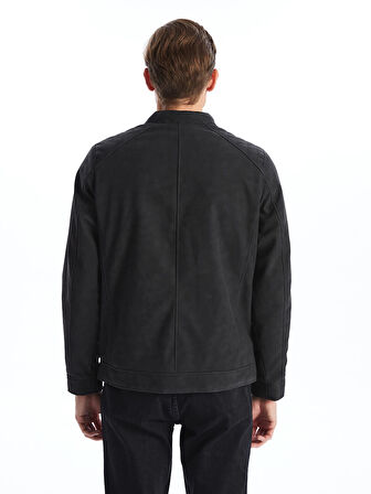 LCWAIKIKI Classic  Biker Yaka Deri Görünümlü Erkek Mont