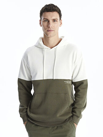 XSIDE Gri Uzun Kollu Renk Bloklu Erkek Kalın Hoodie