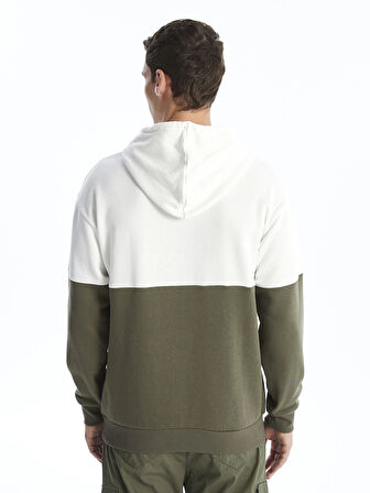 XSIDE Gri Uzun Kollu Renk Bloklu Erkek Kalın Hoodie