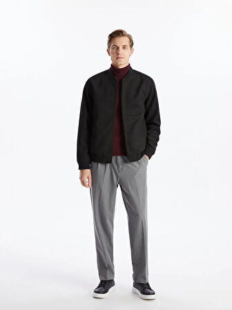 LCWAIKIKI Classic Siyah Standart Kalıp Kolej Yaka Erkek Bomber Mont