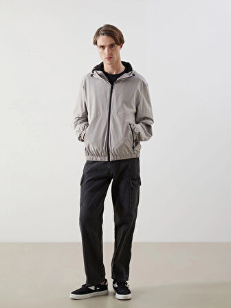 XSIDE Bej Standart Kalıp Kapüşonlu Erkek Yağmurluk