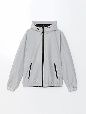XSIDE Gri Standart Kalıp Kapüşonlu Erkek Yağmurluk