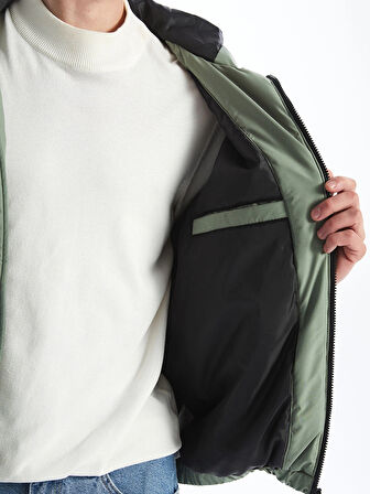 XSIDE Haki Rahat Kalıp Kapüşonlu Erkek Orta Kalın Mont