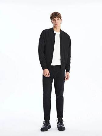 XSIDE Siyah Standart Kalıp Kolej Yaka Erkek Bomber Mont