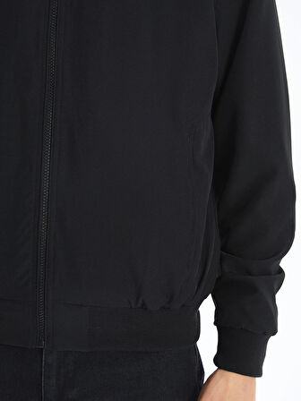 XSIDE Siyah Standart Kalıp Kolej Yaka Erkek Bomber Mont