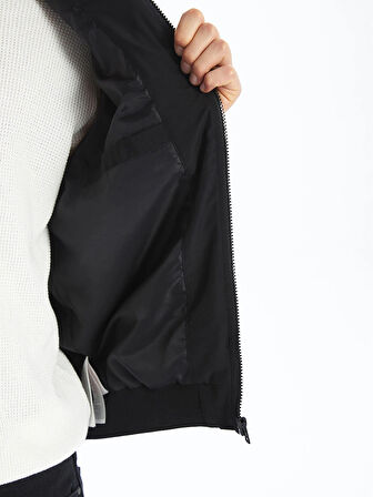 XSIDE Siyah Standart Kalıp Kolej Yaka Erkek Bomber Mont