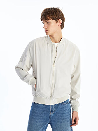 XSIDE Bej Standart Kalıp Kolej Yaka Erkek Bomber Mont