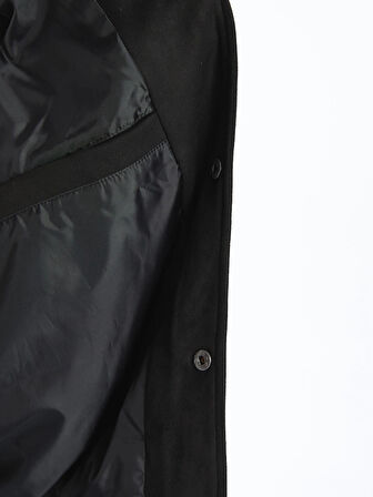 XSIDE SİYAH Standart Kalıp Kolej Yaka Erkek Bomber Mont