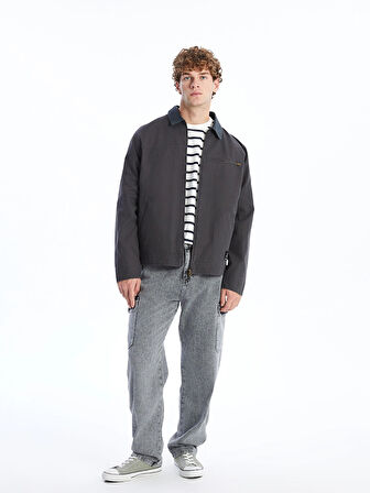 XSIDE Antrasit Rahat Kalıp Gömlek Yaka Erkek Mont