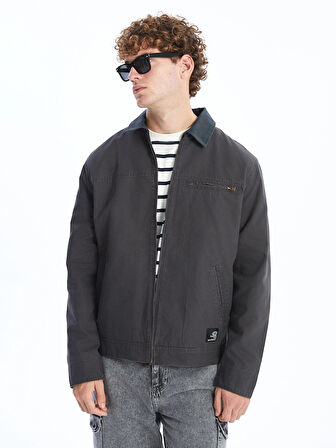 XSIDE Antrasit Rahat Kalıp Gömlek Yaka Erkek Mont