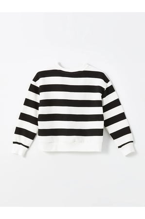 LCW Kids Siyah Bisiklet Yaka Kız Çocuk Kalın Sweatshirt