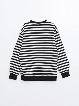 LCW Kids Siyah Bisiklet Yaka Kız Çocuk Kalın Sweatshirt