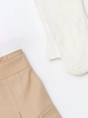 LCW Kids Bej Beli Lastikli Kız Çocuk Etek ve Külotlu Çorap 2'li Takım