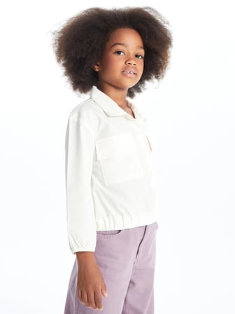 LCW Kids Ekru Uzun Kollu Basic Kız Çocuk Gömlek