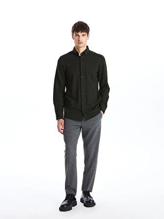 SOUTHBLUE Haki Slim Fit Uzun Kollu Erkek Gömlek