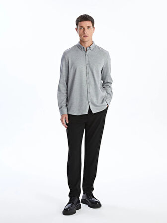 LCW Vision Gri Slim Fit Uzun Kollu Erkek Gömlek