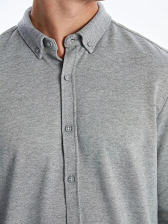 LCW Vision Gri Slim Fit Uzun Kollu Erkek Gömlek