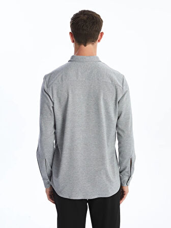 LCW Vision Gri Slim Fit Uzun Kollu Erkek Gömlek