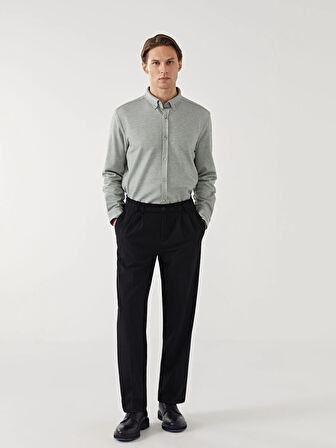 LCW Vision Yeşil Slim Fit Uzun Kollu Erkek Gömlek
