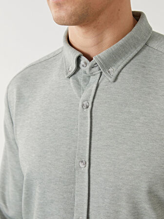 LCW Vision Yeşil Slim Fit Uzun Kollu Erkek Gömlek