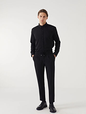 LCW Vision Siyah Slim Fit Uzun Kollu Erkek Gömlek