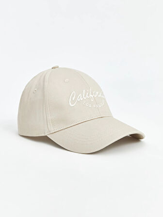 LCW ACCESSORIES Ekru Yazı Nakışlı Kadın Kep Şapka