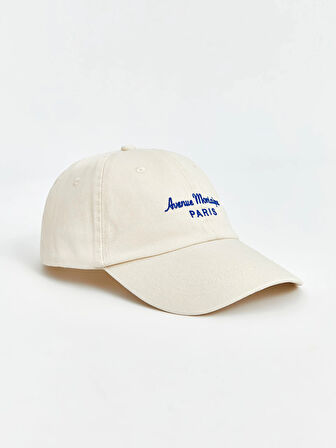 LCW ACCESSORIES Ekru Yazı Nakışlı Kadın Kep Şapka