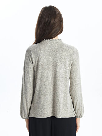 LCW Grace Bej Bağlamalı Yaka Desenli Kadın Bluz