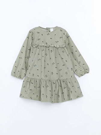 Bisiklet Yaka Kız Bebek Çiçekli Kadife Elbise_W4J597Z1-LRR868414722937512-18 Ay