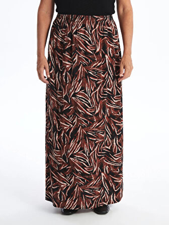 LCW Grace SİYAH Beli Lastikli Desenli Kadın Etek