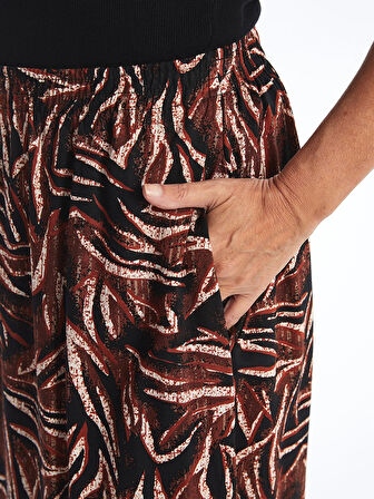 LCW Grace SİYAH Beli Lastikli Desenli Kadın Etek