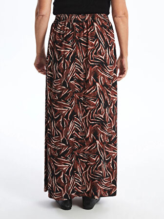 LCW Grace SİYAH Beli Lastikli Desenli Kadın Etek