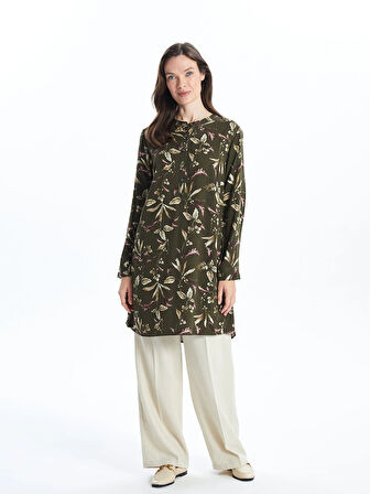 LCW Grace HAKİ Bisiklet Yaka Desenli Kadın Tunik