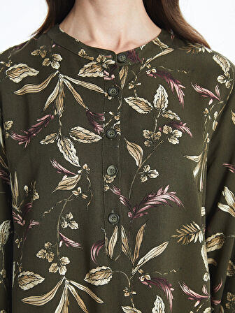 LCW Grace HAKİ Bisiklet Yaka Desenli Kadın Tunik