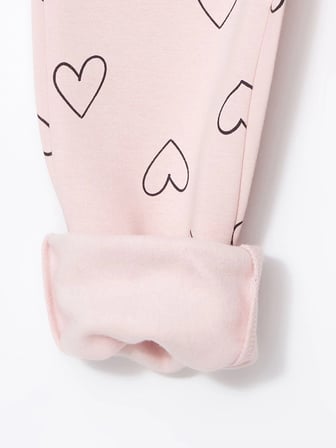 LCW Kids Pembe Beli Lastikli Kalın Baskılı Kız Çocuk Eşofman Alt