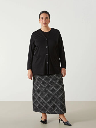 LCW Grace SİYAH Beli Lastikli Desenli Kadın Etek