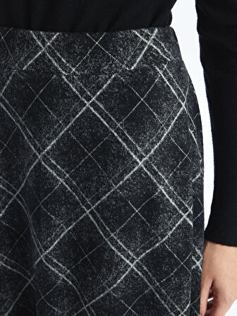 LCW Grace SİYAH Beli Lastikli Desenli Kadın Etek