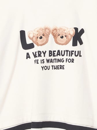 LCW Kids BEJ Kapüşonlu Baskılı Uzun Kollu Kız Çocuk Crop Sweatshirt