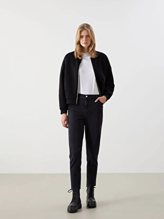 LCW Modest SİYAH Mom Fit Kadın Jean Pantolon